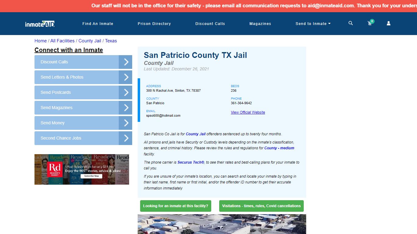 San Patricio County TX Jail - Inmate Locator - Sinton, TX